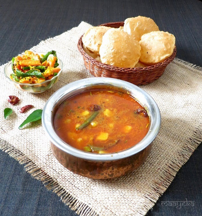 Poori Bhaji / Raswala Bateta nu Shaak / Potatoes in spicy vegetarian