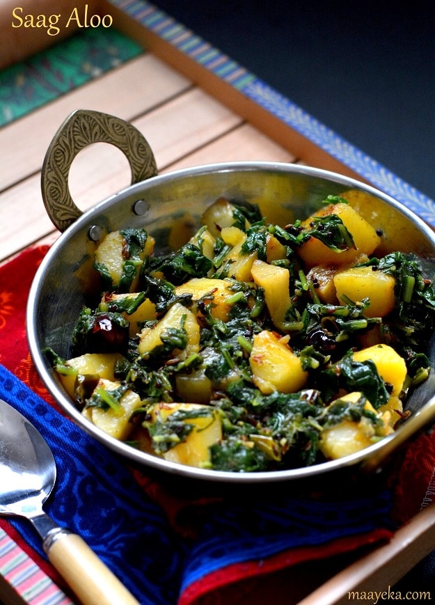 Saag Aloo Recipe, How To Make Saag Aloo » Maayeka