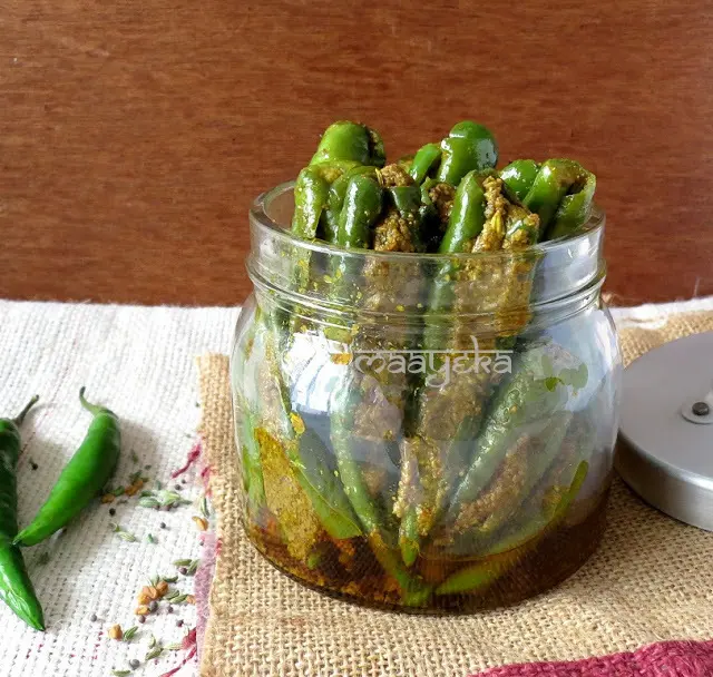 stuffed green chili pickle