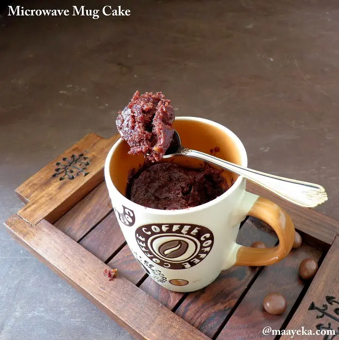 Microwave Chocolate Mug Cake Recipe In 1 Minute Eggless Recipe Maayeka 