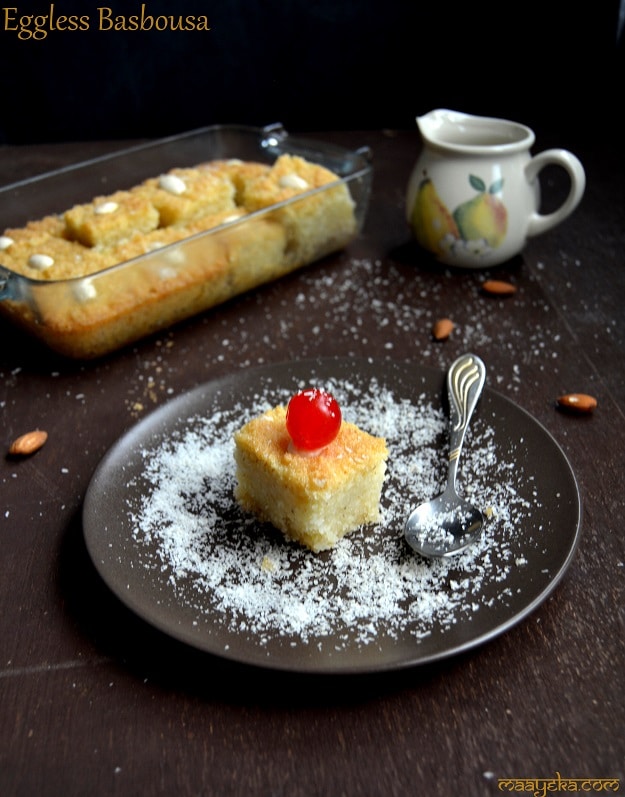 Basbousa Recipe, popular Semolina Cake using no Eggs - Roo Eats