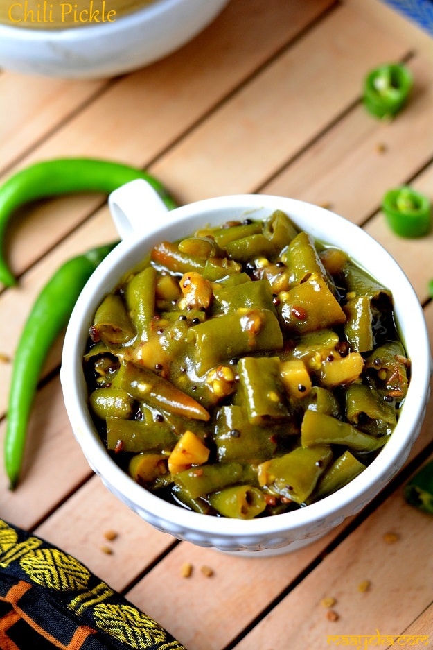 sweet and sour green chili pickle