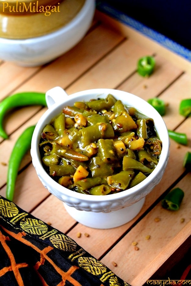 chili pickle in tamarind and jaggary